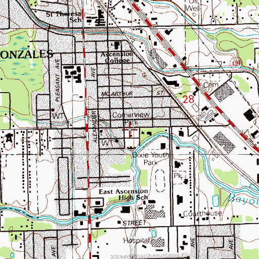 Topographic Map of Cornerview Park, LA
