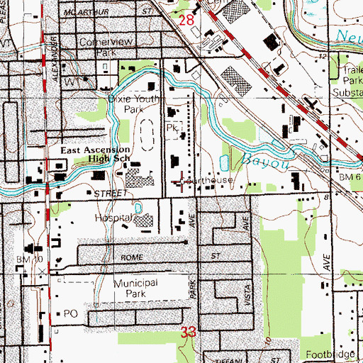 Topographic Map of Ascension Parish Court House, LA
