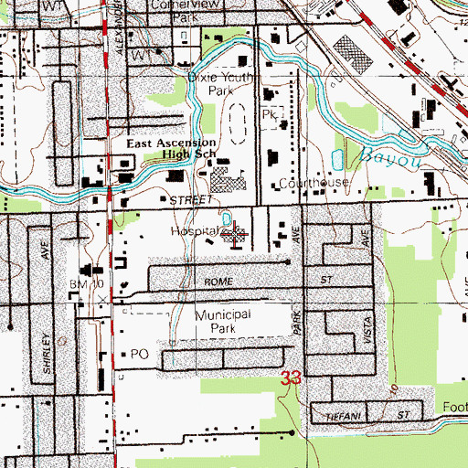 Topographic Map of Vencor Hospital, LA