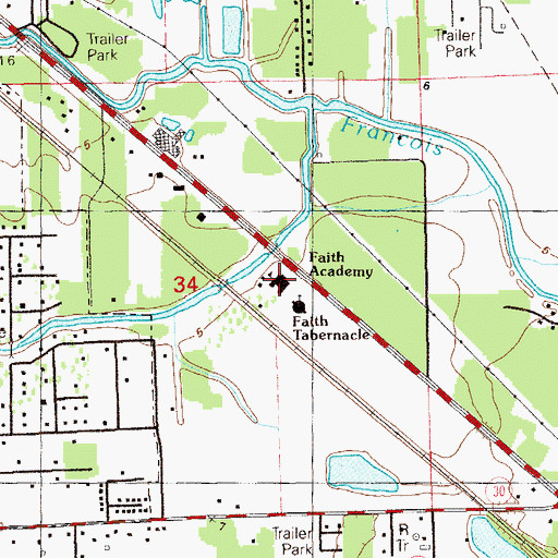 Topographic Map of Faith Academy School, LA