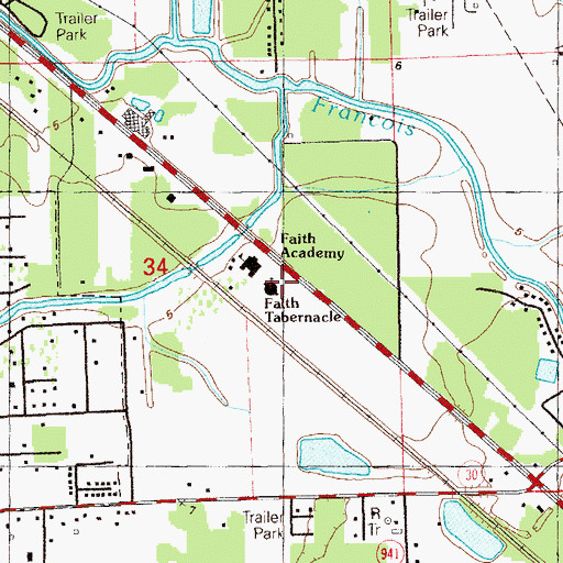 Topographic Map of Faith Tabernacle, LA