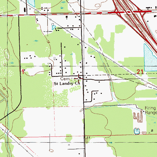 Topographic Map of Saint Landry Cemetery, LA