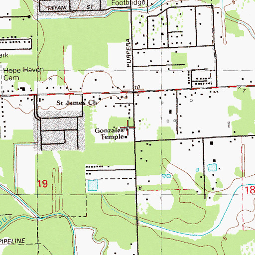 Topographic Map of Gonzales Baptist Temple, LA