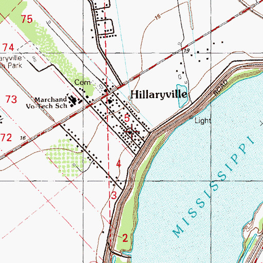 Topographic Map of Hopeful Triumph Baptist Church, LA