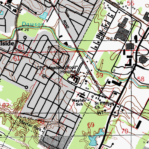 Topographic Map of Vista Surgical Hospital of Baton Rouge, LA