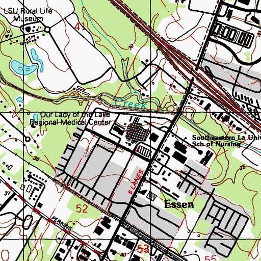 Topographic Map of Our Lady of The Lake Regional Medical Center, LA