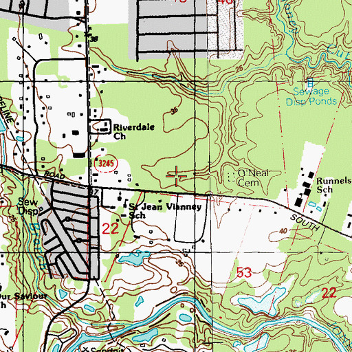 Topographic Map of Baton Rouge Medical Center, LA