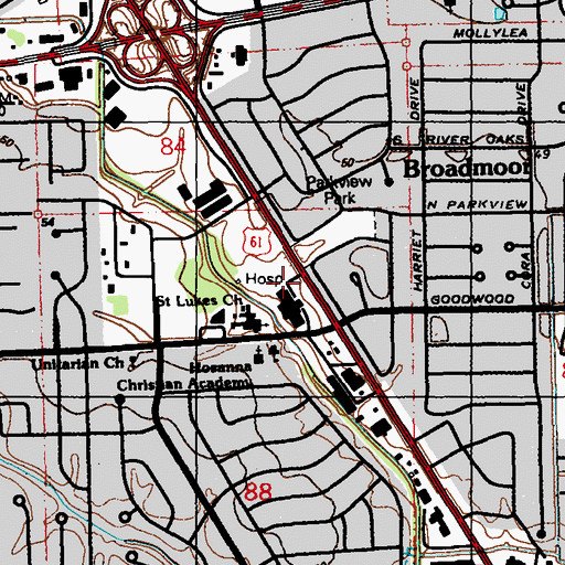 Topographic Map of Woman's Hospital, LA