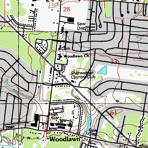 Topographic Map of Shenandoah Country Club, LA