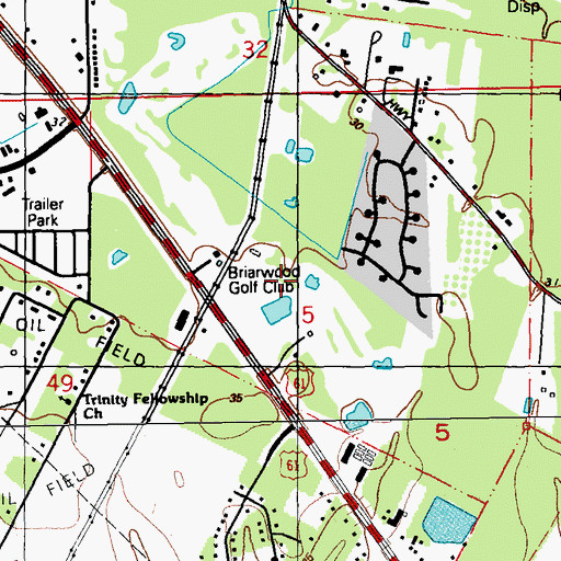 Topographic Map of Briarwood Golf Club, LA