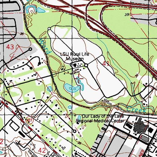 Topographic Map of Louisiana State University Rural Life Museum, LA