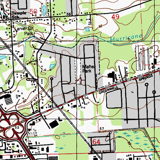 Topographic Map of Thomas A Maher Park, LA