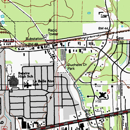 Topographic Map of Duchess Drive Park, LA