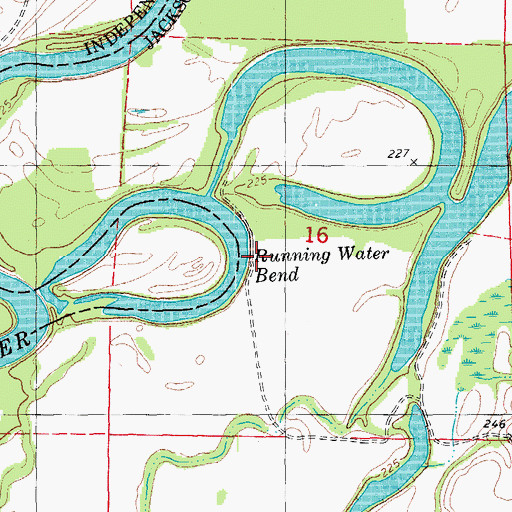Topographic Map of Running Water Bend, AR