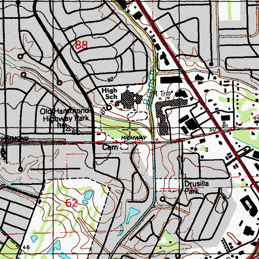 Topographic Map of Old Hammond Highway Park, LA