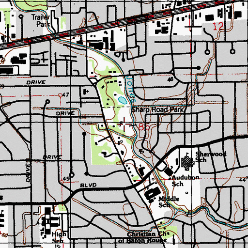 Topographic Map of Sharp Road Park, LA