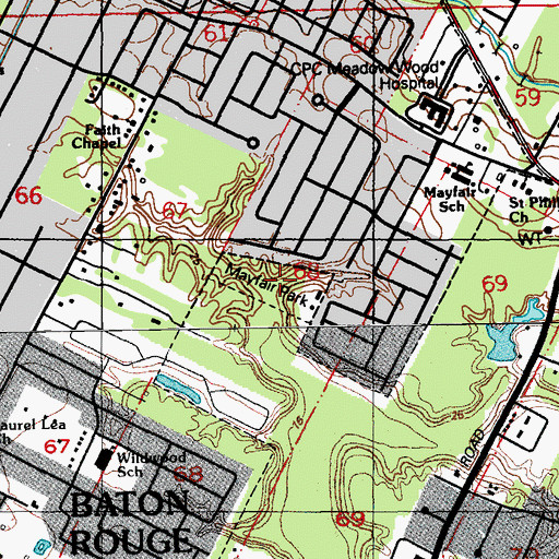 Topographic Map of Mayfair Park, LA