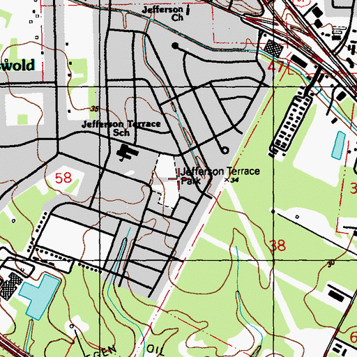 Topographic Map of Jefferson Terrace Park, LA