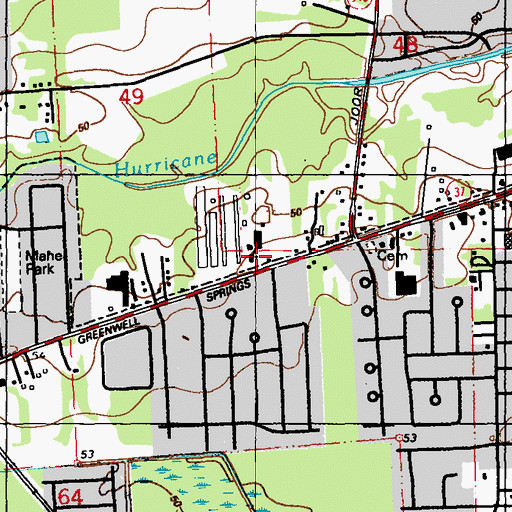 Topographic Map of Oakcrest Baptist Church, LA