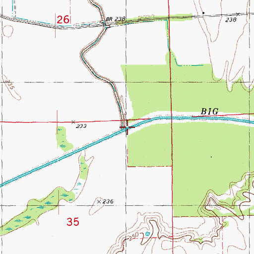 Topographic Map of Running Water Ditch, AR