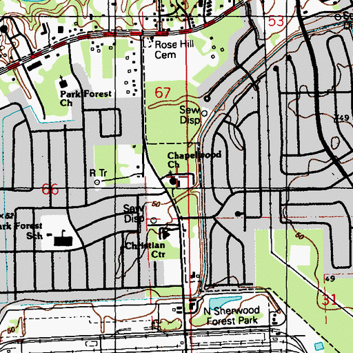 Topographic Map of Chapelwood Church of God, LA