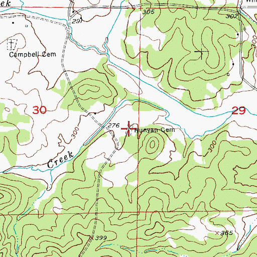 Topographic Map of Runyan Cemetery, AR