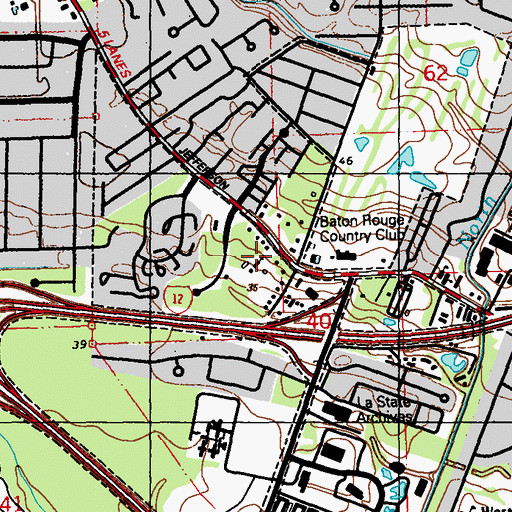 Topographic Map of Community Bible Church, LA