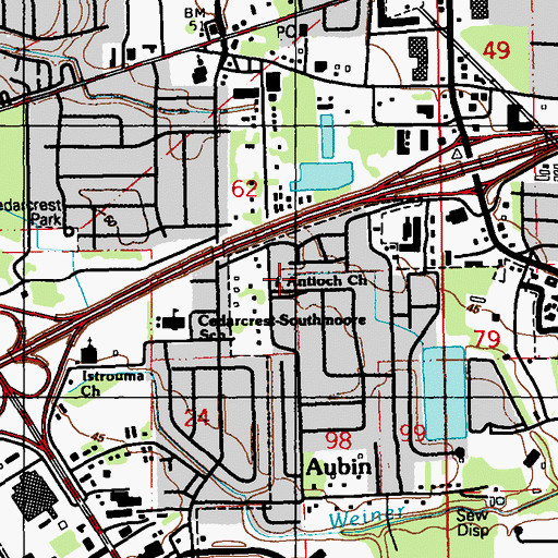 Topographic Map of Antioch Baptist Church, LA