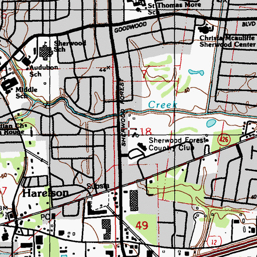 Topographic Map of Christian Church of Baton Rouge, LA