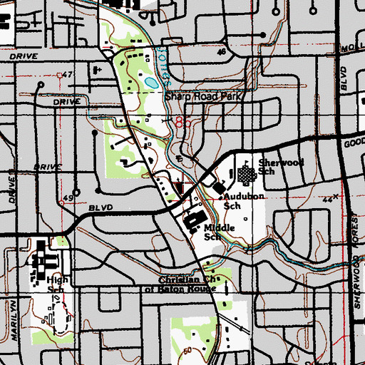 Topographic Map of Church of Christ, LA