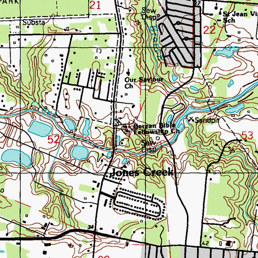 Topographic Map of Berean Bible Fellowship Church, LA
