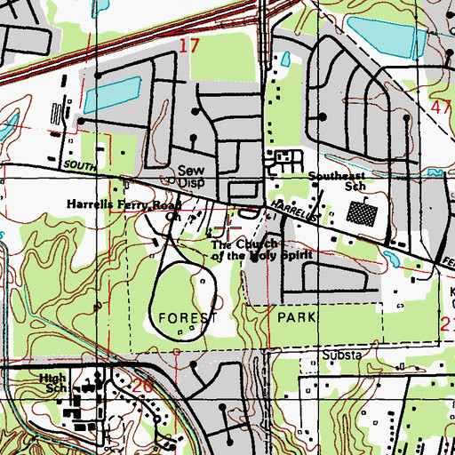 Topographic Map of The Episcopal Church of the Holy Spirit, LA
