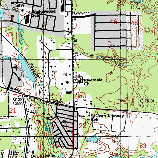 Topographic Map of Riverdale Baptist Church, LA
