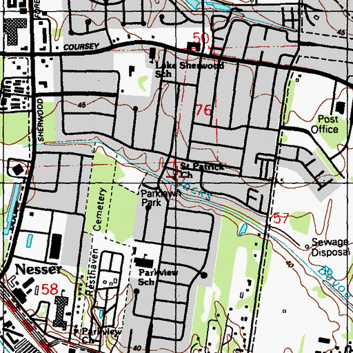 Topographic Map of Saint Patrick Catholic Church, LA