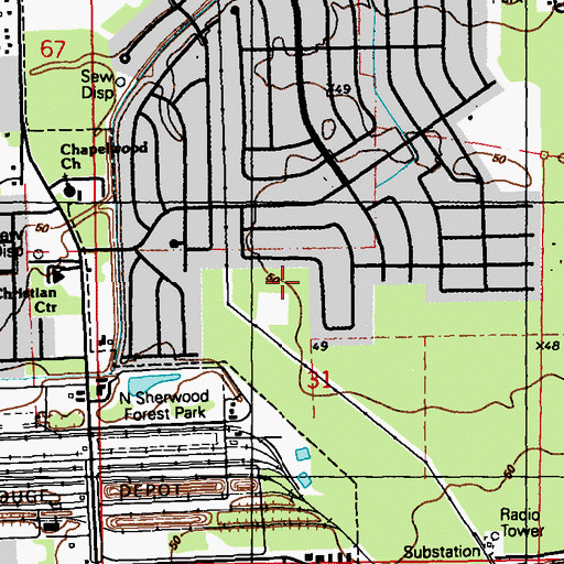 Topographic Map of Christian Center, LA
