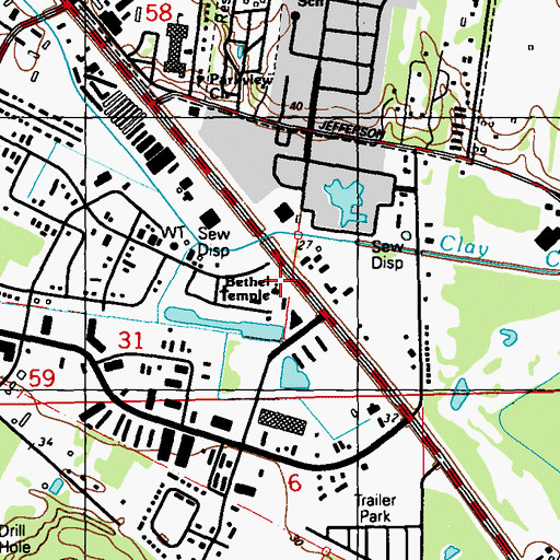 Topographic Map of Bethel Temple Assembly of God Church, LA