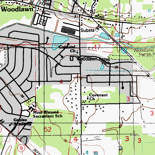 Topographic Map of Reorganized Church of Jesus Christ of the Latter Day Saints, LA