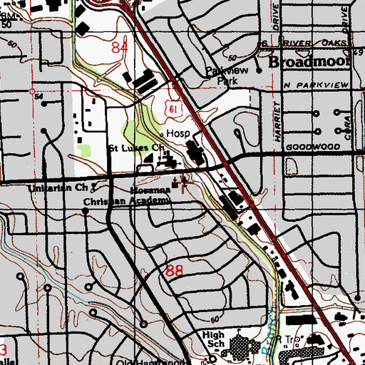 Topographic Map of Hosanna Christian Academy School, LA