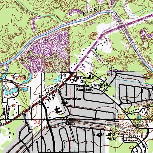 Topographic Map of Comite Christian Academy, LA