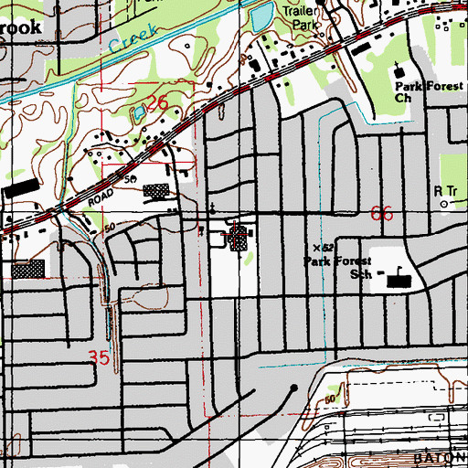 Topographic Map of Park Forest Middle School, LA