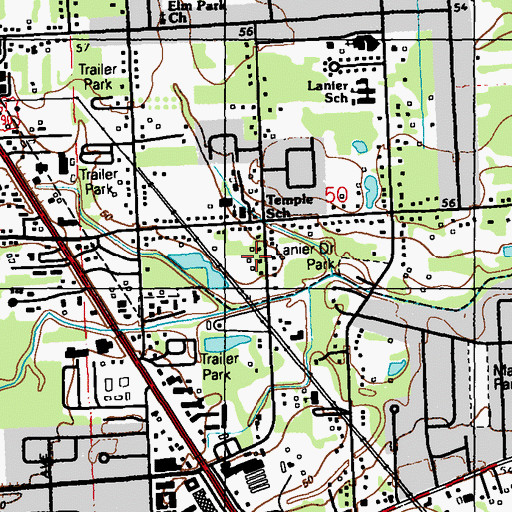Topographic Map of Temple Christian School, LA
