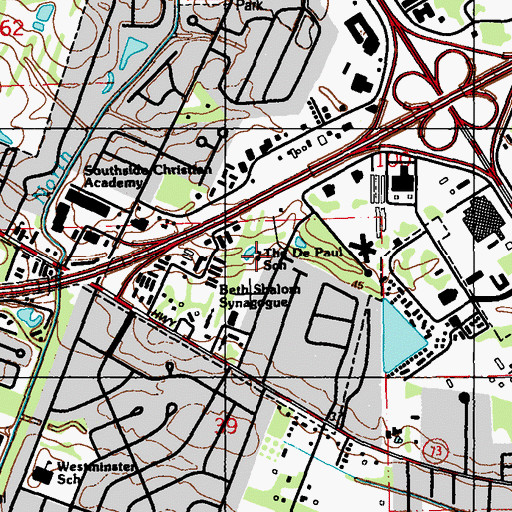 Topographic Map of Brighton School Partridge Campus, LA