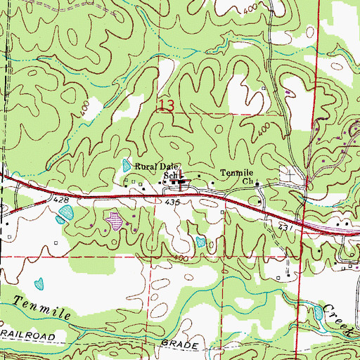 Topographic Map of Rural Dale School, AR