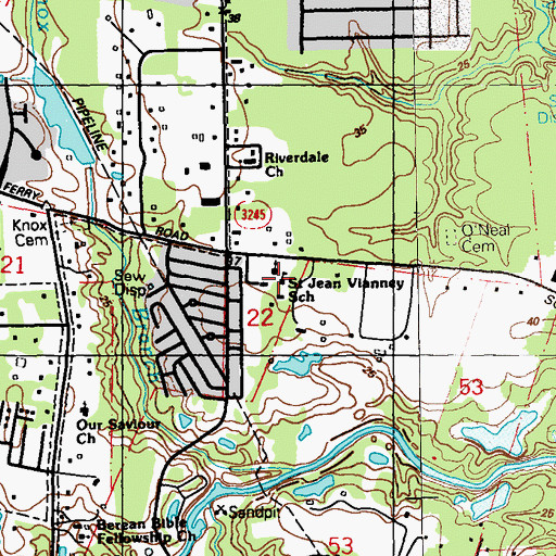 Topographic Map of Saint Jean Vianney Catholic School, LA