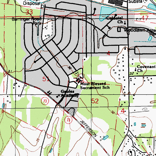 Topographic Map of Most Blessed Sacrament School, LA