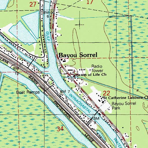 Topographic Map of Beam of Life Church, LA
