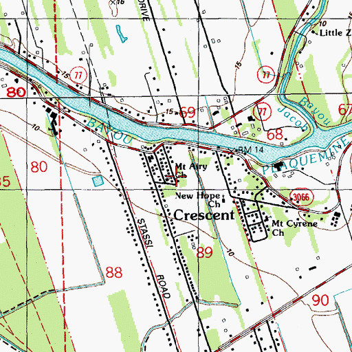 Topographic Map of Mount Airy Baptist Church, LA