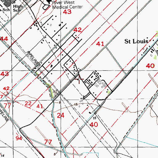 Topographic Map of The Church of Jesus Christ of Latter Day Saints, LA