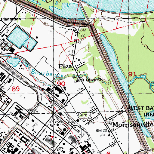 Topographic Map of Mount Olive Cemetery, LA