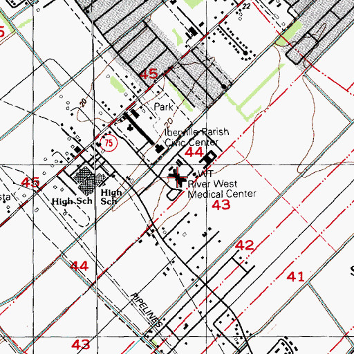 Topographic Map of River West Medical Center, LA